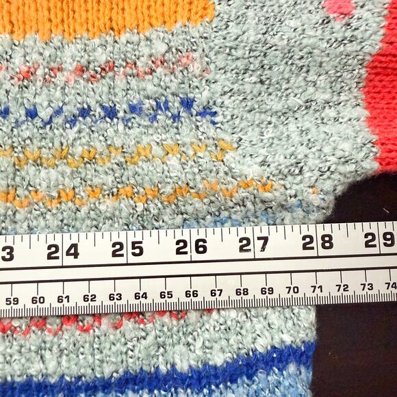 Sincerely Jules Boho Multicolor Patchwork Knit Cropped Cowl Neck Sweater Size L - Picture 10 of 12